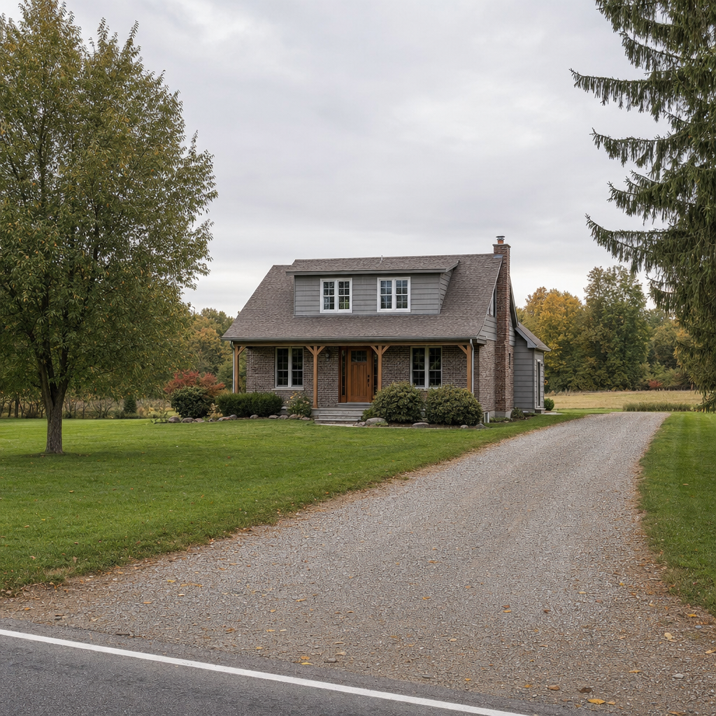 A calm single-family home exterior on a quiet Garland street, representing the household size and daily water use that decides how often a septic tank needs pumping